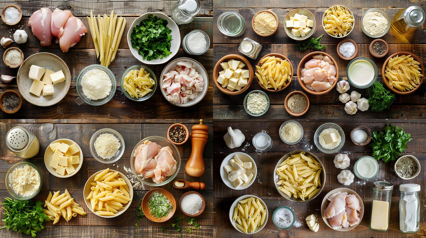 Ingredients for Creamy Garlic Parmesan Chicken Pasta