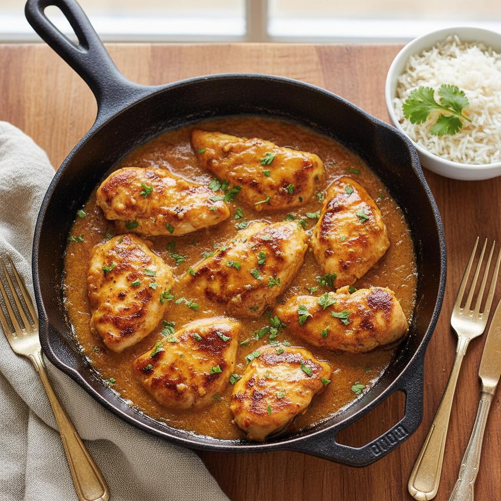 Final presentation of Texas Roadhouse Butter Chicken Skillet