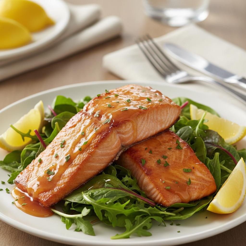 Final presentation of High Protein Honey Garlic Salmon