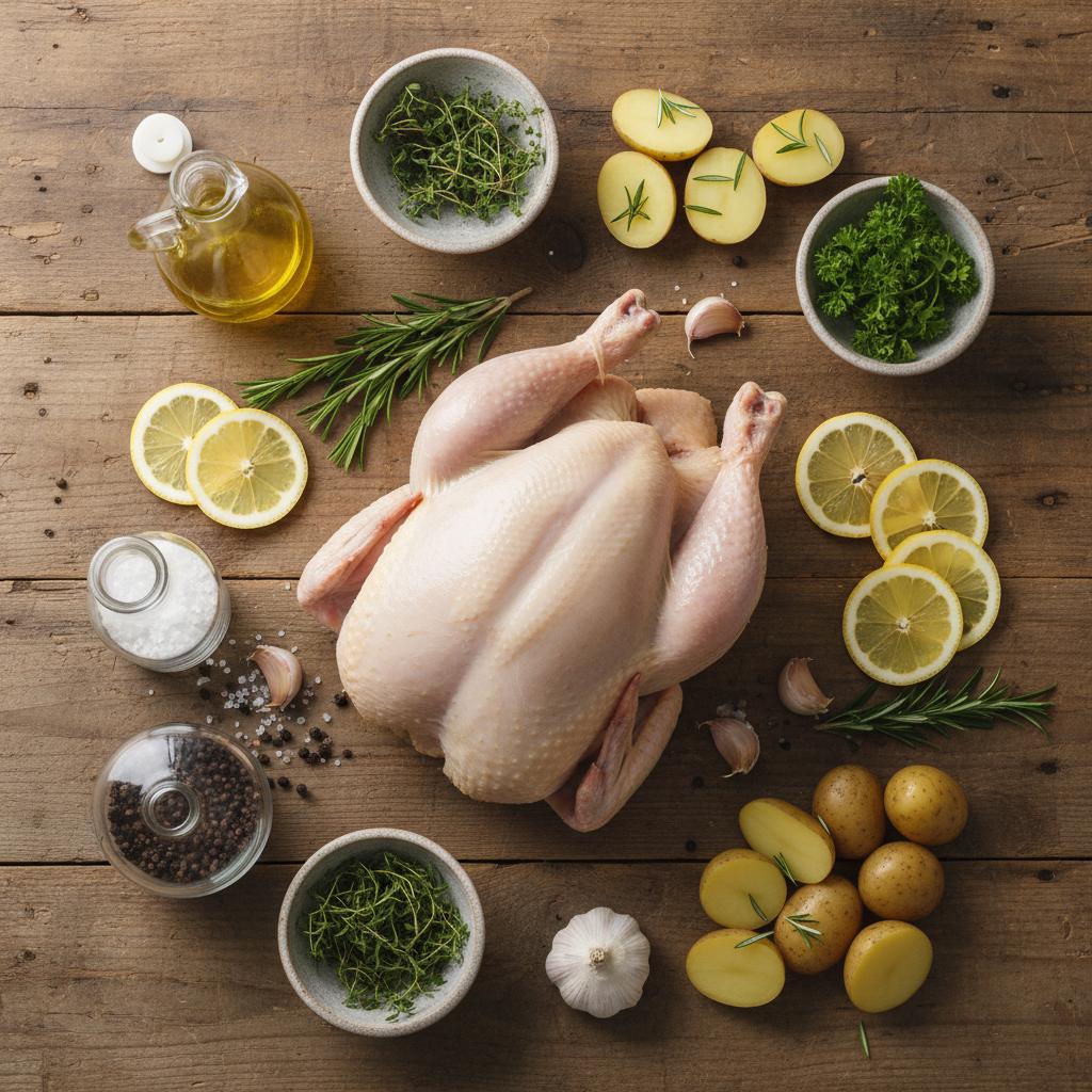 Ingredients for Lemon Herb Pot Roast Chicken