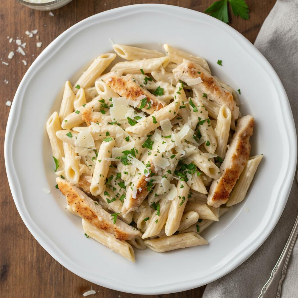 Final Presentation of Creamy Garlic Parmesan Chicken Pasta