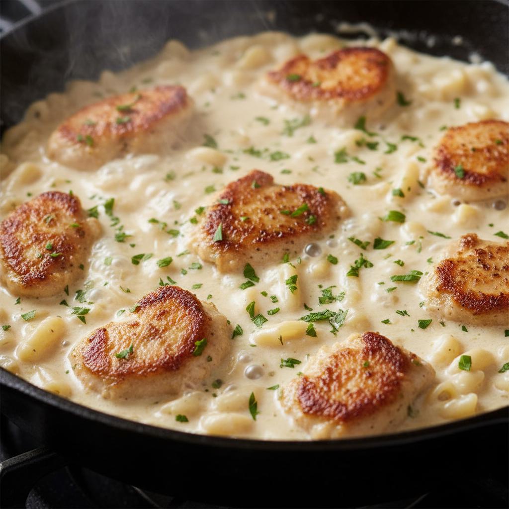 Preparation process of creamy garlic parmesan chicken pasta