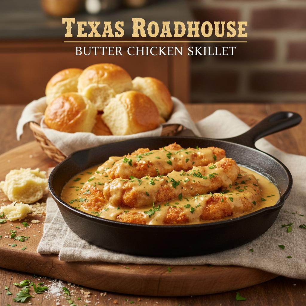Final presentation of Texas Roadhouse Butter Chicken Skillet