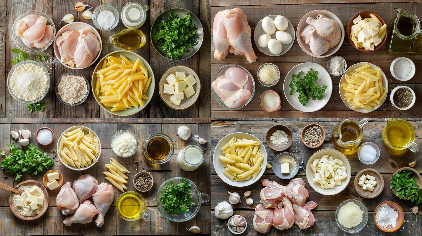 Ingredients for Creamy Garlic Parmesan Chicken Pasta