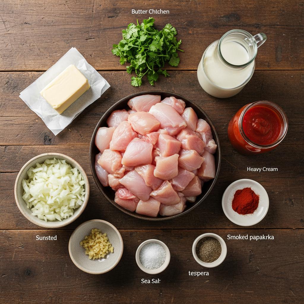 Ingredients laid out for Texas Roadhouse Butter Chicken Skillet