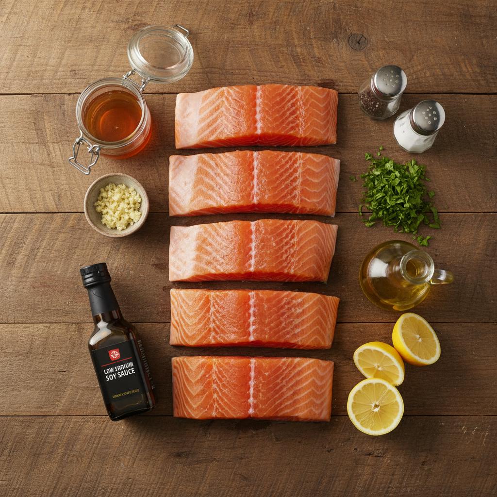 Ingredients for High Protein Honey Garlic Salmon
