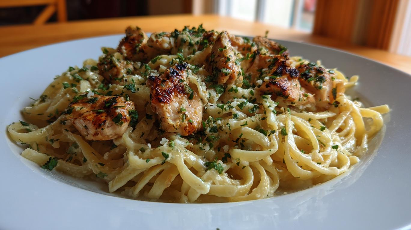 Creamy garlic parmesan chicken pasta dish