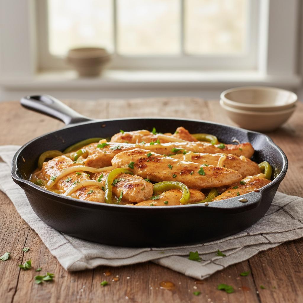 Final presentation of Texas Roadhouse Butter Chicken Skillet