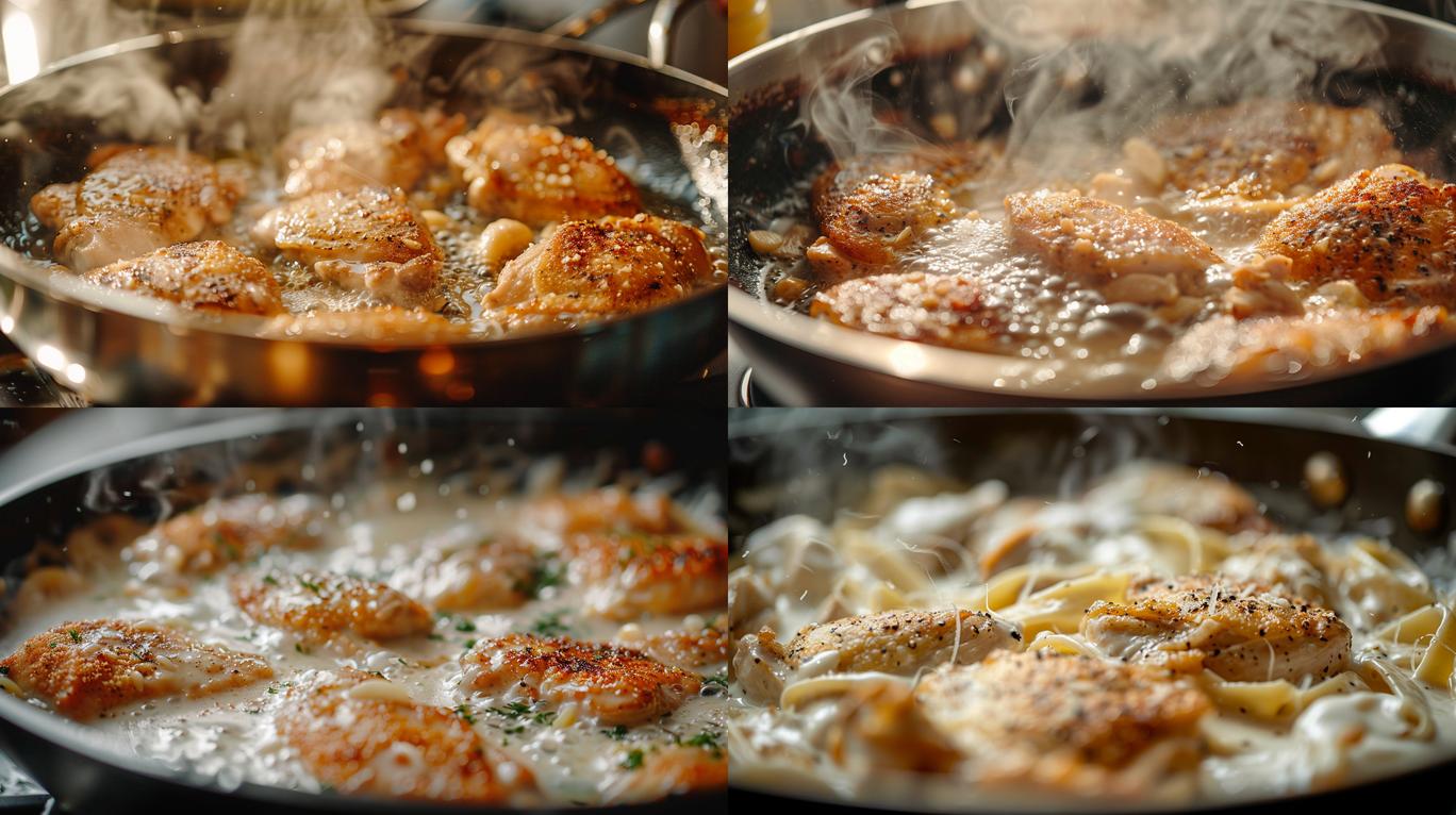 Preparation process of Creamy Garlic Parmesan Chicken Pasta