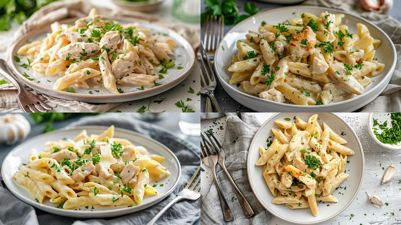 Final presentation of Creamy Garlic Parmesan Chicken Pasta