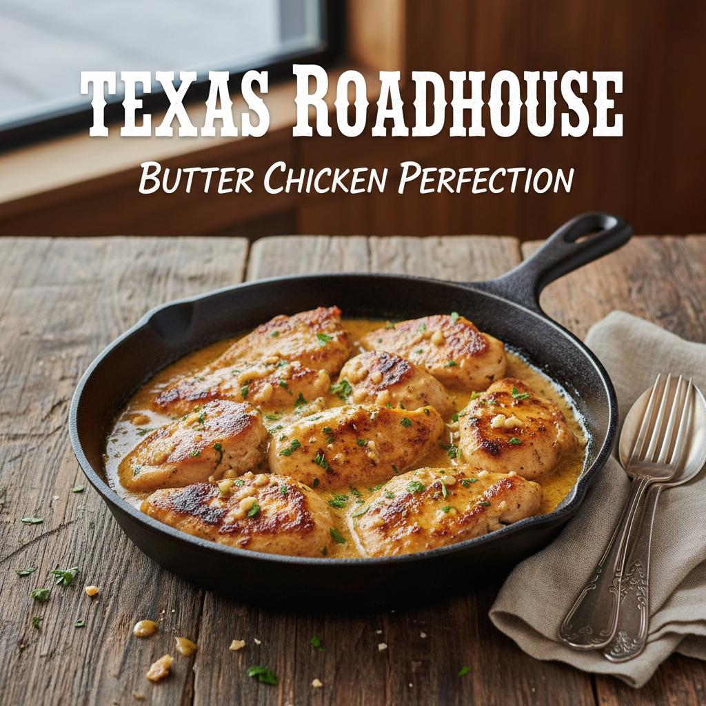 Final presentation of Texas Roadhouse Butter Chicken Skillet