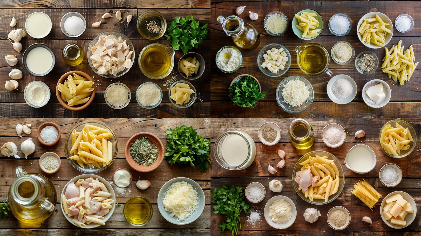 Ingredients for Creamy Garlic Parmesan Chicken Pasta