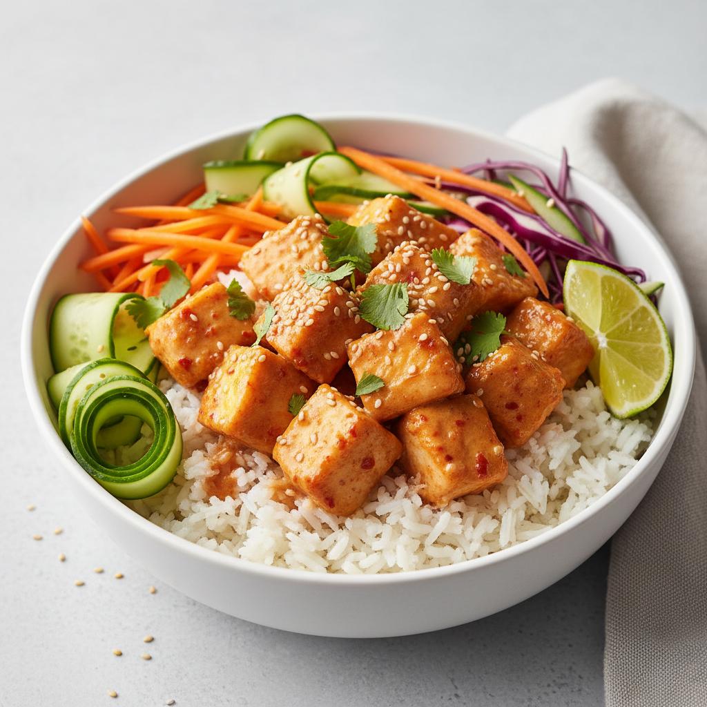 Final presentation of Bang Bang Chicken Bowl